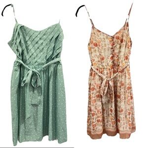 LC Lauren Conrad Bundle of 2 Women’s Mini Dresses Size 10 Mint Polka Dot Peach